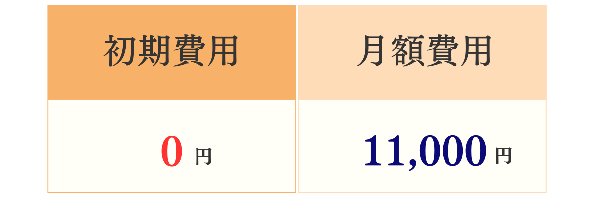 初期費用０円月額費用11,000円